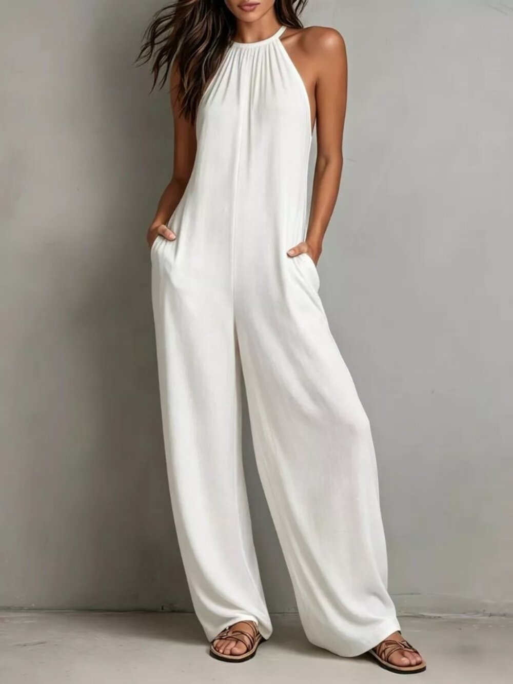Sleeveless Wide Leg Jumpsuit
